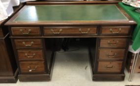 A circa 1900 mahogany double pedestal desk,