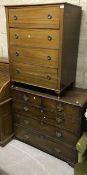 A 19th Century mahogany and oak chest of two short over three long drawers to bracket feet,