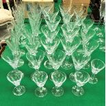 A suite of Waterford Crystal "Sheila" pattern glasses including eight red wine, eight white wine,