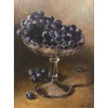 CRINGALE "Glass Dish with Black Grapes" oil on canvas, signed lower right,