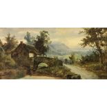 JOSEPH HORLER (British 1809-1887) "Cottage and figures in a rural landscape" oil on canvas signed