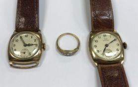 A 9 carat gold cased gentleman's wristwatch, No'd.