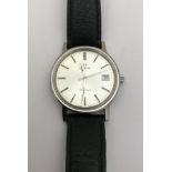 An Omega gentleman's wristwatch, the brushed enamel dial set with numeral markers and date marker,