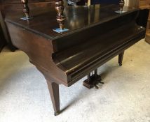A circa 1900 mahogany cased boudoir grand piano,