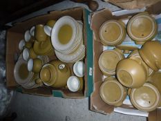 A Denby ochre / mustard decorated part dinner / tea set