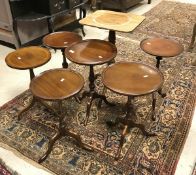 Eight various late 19th Century and 20th Century pedestal wine tables