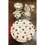 A collection of Emma Bridgewater "Star / Polka Dot" pattern dinner / tea wares including five