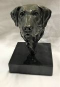 SARAH COWARD "Percy" head study of a labrador chocolate patinated bronze limited edition 1/9