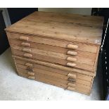 A pine two section eight drawer plan or folio chest