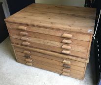 A pine two section eight drawer plan or folio chest