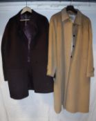 A Jaeger camel coat, size 18, together with a Jaeger aubergine coat,