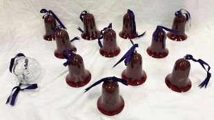 A collection of twelve William Yeoward Red Bell Christmas decorations