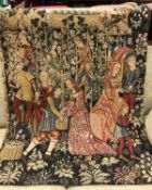 A modern machine woven tapestry wall hanging in the 15th Century manner,