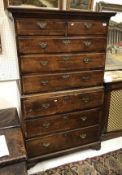 A late 18th Century North Country oak and cross-banded chest on chest,