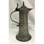 A 19th Century Dutch pewter lidded jug or flagon,