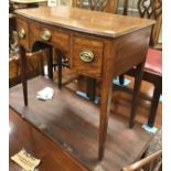 A 19th Century mahogany bow-fronted side table with three frieze drawers on square tapered legs