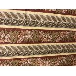 Two pairs of cotton George Spencer foliate striped interlined curtains in autumnal colours with