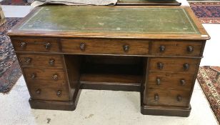 A Victorian mahogany double pedestal desk,