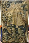 A late 17th / early 18th Century Flemish needlework panel depicting Artemis and another figure in a