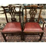 A composite set of ten 19th Century Provincial Chippendale style dining chairs with pierced