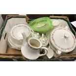 Three boxes containing a large collection of Noritake "Laureate" dinner wares and a Royal Albert