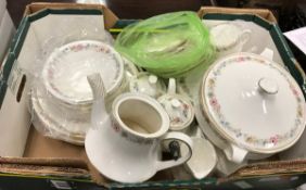 Three boxes containing a large collection of Noritake "Laureate" dinner wares and a Royal Albert