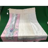 A pair of early 20th Century Chinese ivory ground and pink banded skirts with pleated and floral