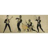 AFTER RAYMOND DERRY "Jazz Musicians" pair of prints,