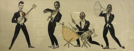 AFTER RAYMOND DERRY "Jazz Musicians" pair of prints,