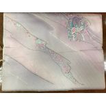 A roll of silk Chirimen kimono on pink ground
