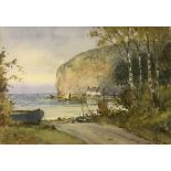 KATE WILCOX "Coastal Landscape with Road in Foreground, Bay in Background",