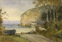 KATE WILCOX "Coastal Landscape with Road in Foreground, Bay in Background",