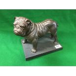 A bronze figure of a bulldog,
