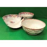 Three 19th Century Chinese famille-rose fruit bowls (all damaged)