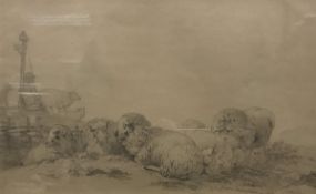 EUGENE VERBOEKHOVEN (1799 - 1881) "Sheep in a Landscape the Shepherd in the Background",