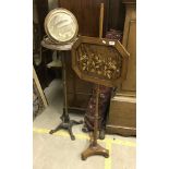 A late Victorian shaving stand on cast iron base, a 19th Century mahogany pole screen,