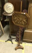 A late Victorian shaving stand on cast iron base, a 19th Century mahogany pole screen,