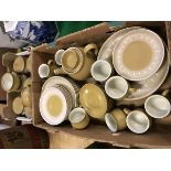 A Denby ochre / mustard decorated part dinner / tea set