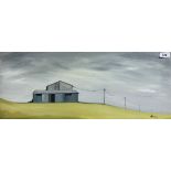 A BIANCHI "Another Country" a study of a farm building with telephone cables,