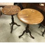 A 19th Century mahogany occasional table with starburst top on a tripod base,