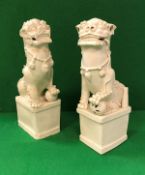 Two 19th Century Chinese blanc-de-chine figures of temple lions,
