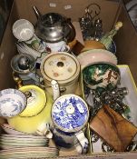 Five boxes of assorted sundry decorative china, glass,