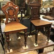 Two 19th Century mahogany panel seated hall chairs
