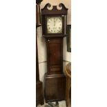 An oak and mahogany cross banded cased long case clock,