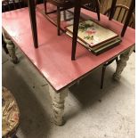 A Victorian painted pine kitchen table with formica top