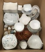 A quantity of mid 20th Century and later Japanese sushi plates, soy sauce holders, bowls, etc,