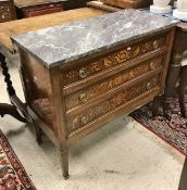 A 19th Century French marble topped commode/chest,
