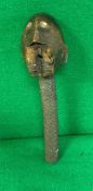 An African ceremonial mace with head finial and wirework covered shaft (possibly handle of a larger