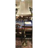 A Brass telescopic column lamp standard converted to electrical standard lamp,