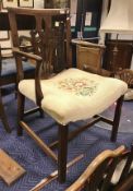 A set of five 19th Century mahogany provincial dining chairs in the Hepplewhite taste together with